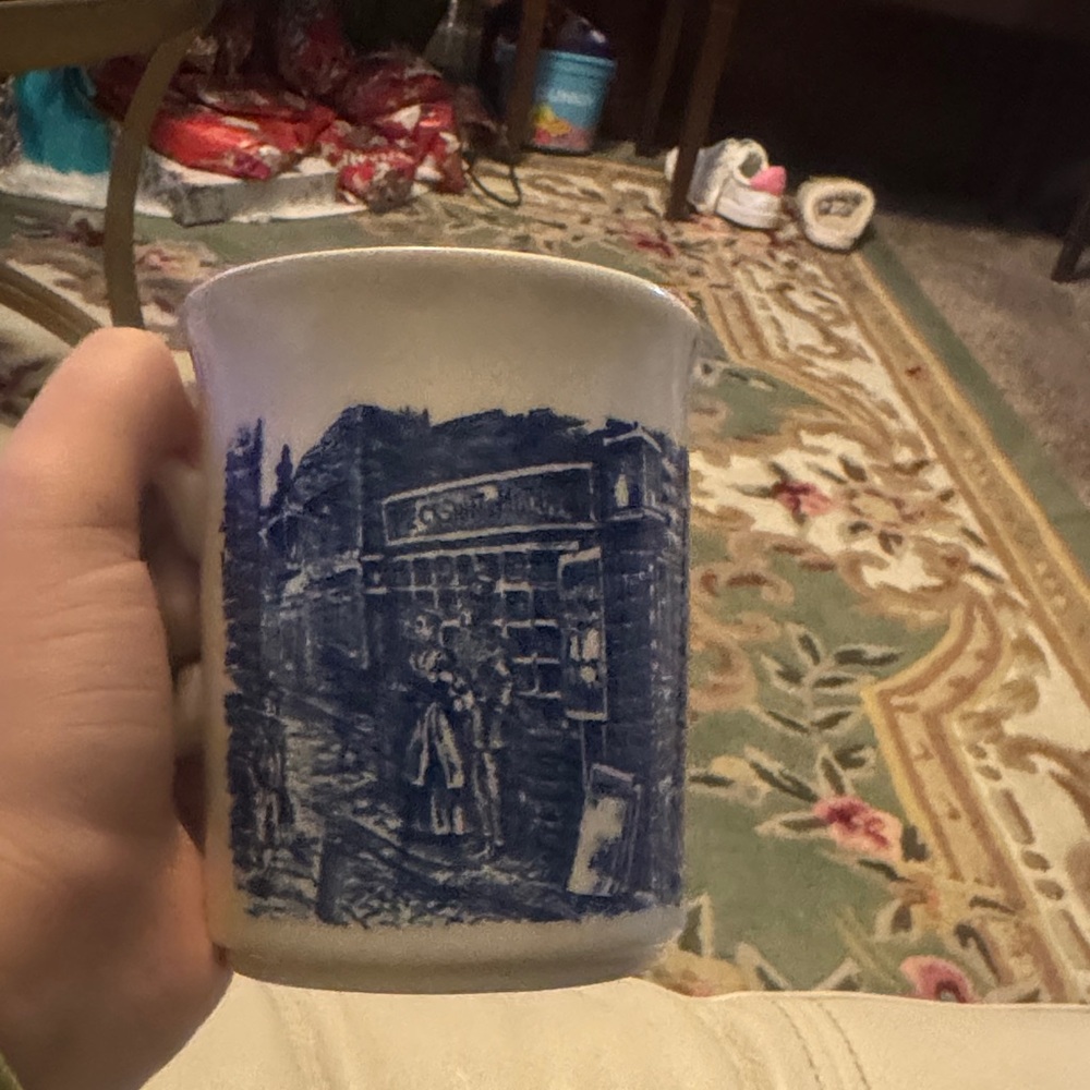 Blue and White Illustrated Mug
